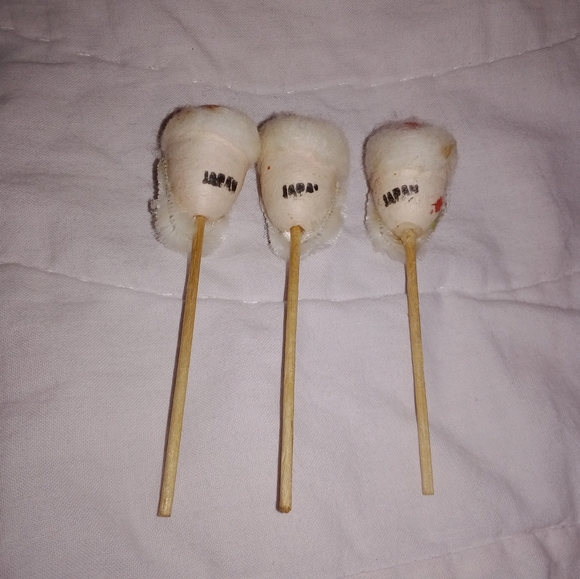 Mid Century Modern Christmas Santa Cotton Spun Picks Cake Cupcake Toppers Japan - Picture 4 of 6